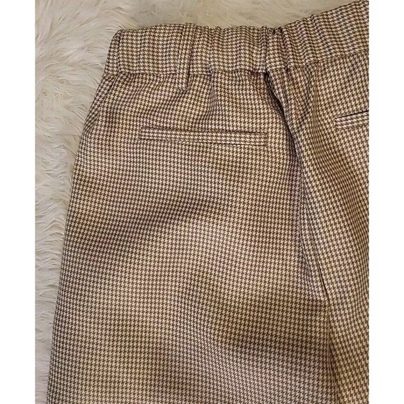 Steve Madden Houndstooth Trousers Size 2 Elastic Waist Brown And White Work - Picture 4 of 10